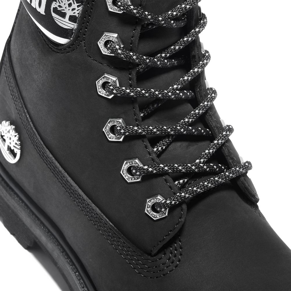 Timberland Womens 6-Inch Boots Premium Waterproof - Black/White - India SG2360847